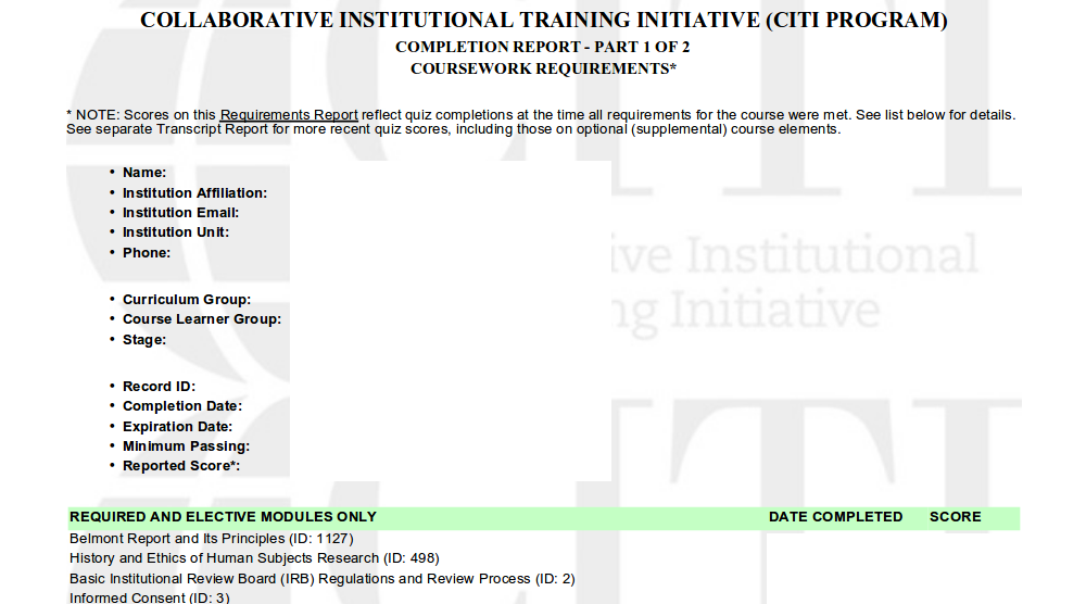 Citi course instructions 4